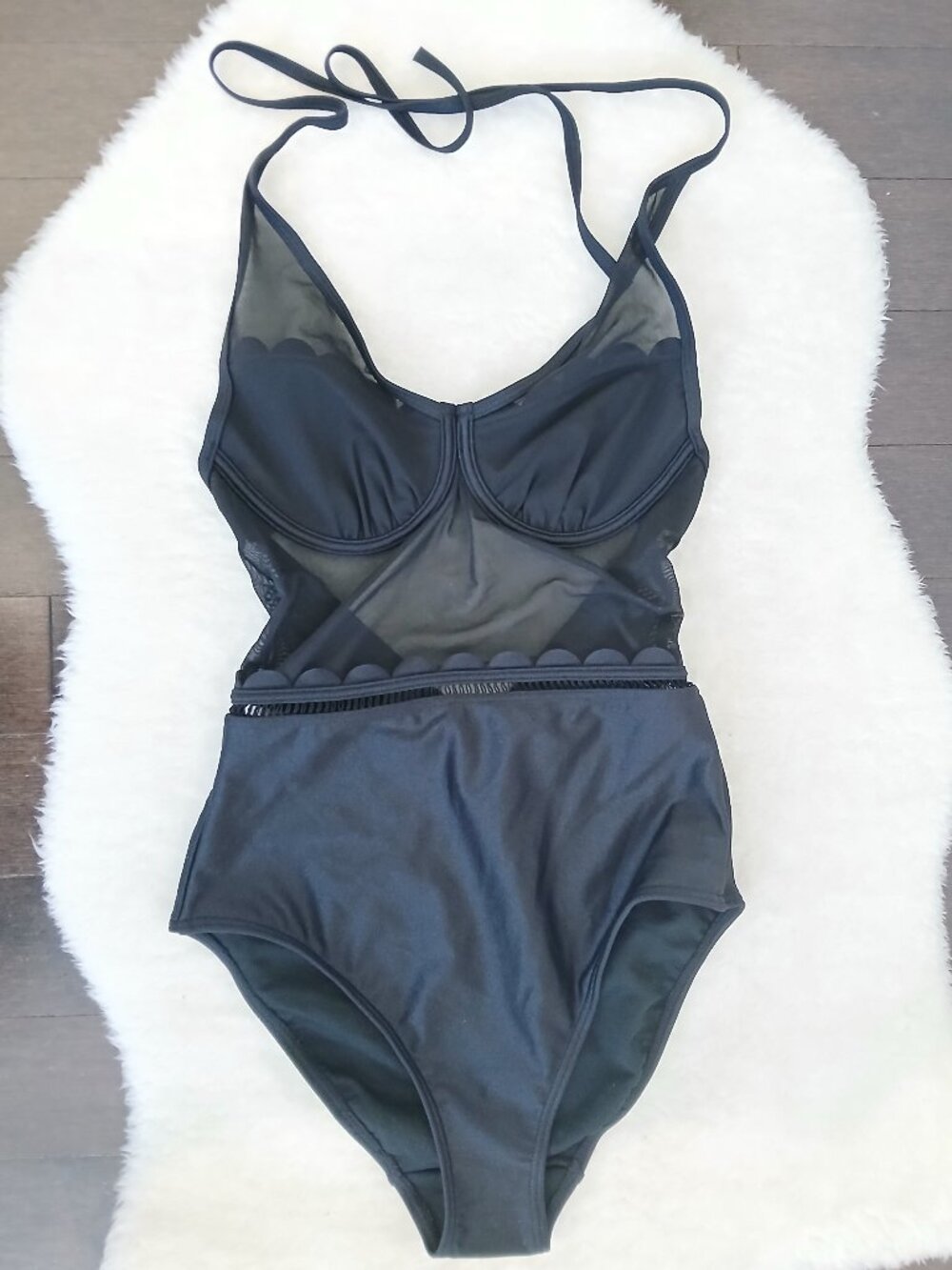 NWT Ted Baker London Kasia Scallop Mesh Underwire Swimsuit Size 32 C/D - Picture 2 of 11